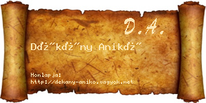 Dékány Anikó névjegykártya